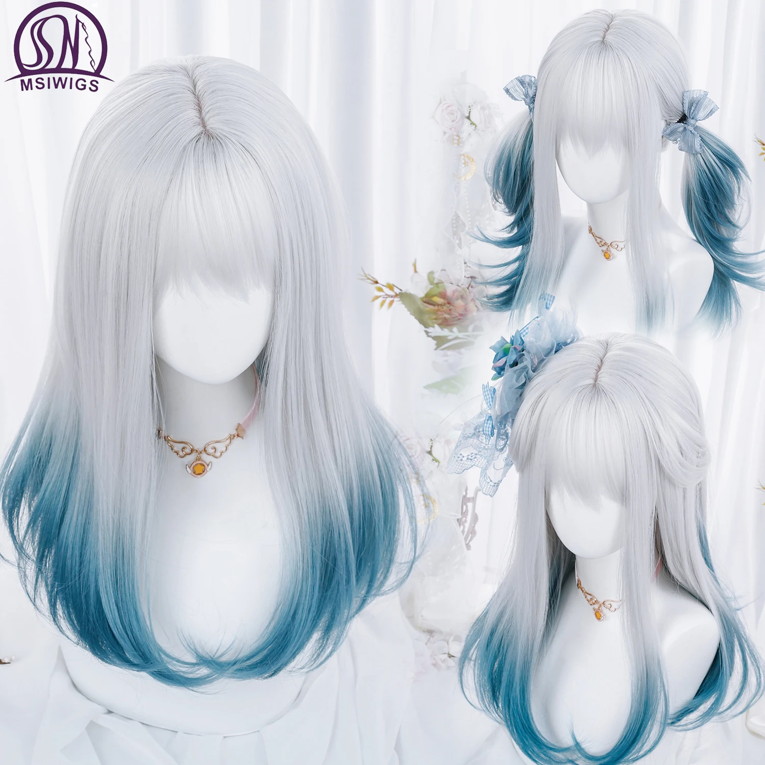 Review for lolita gray blue gradient wig yv30237