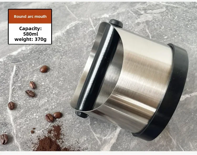 Coffee Knock Box Stainless Steel Espresso Knock Box Non Slip Coffee Ground Knock Box with Rubber Ring Beveled Coffee Ground Bin
