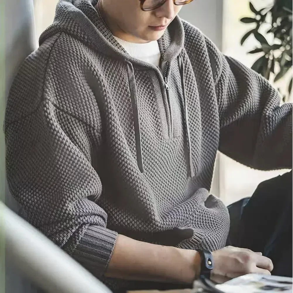 남성용 스웨터 한국 패션 후드 재킷 포켓 니트 카디건 남성 긴 소매 저렴한 빈티지 하라주쿠 탑 디자이너