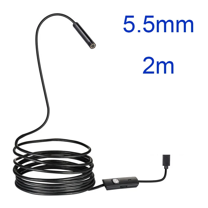 Mini Endoscope Camera Waterproof Endoscope Borescope Adjustable Soft Wire 6 LEDS 5.5/7mm AndroidType-C USB Camea for Car 