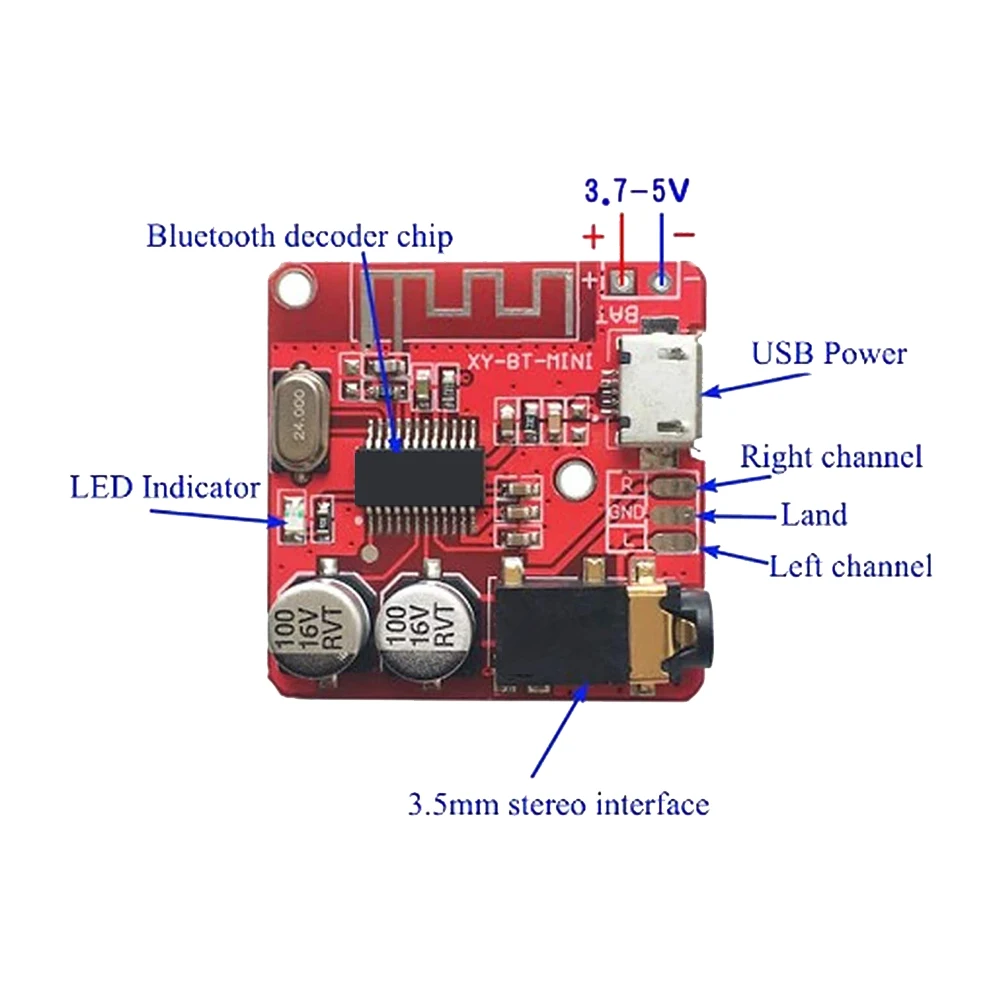 ABUO5PCS DIY Bluetooth 5.0 Receiver Board Lossless Decoder Board Wireless Stereo Music Module,Speaker Amplifier Module