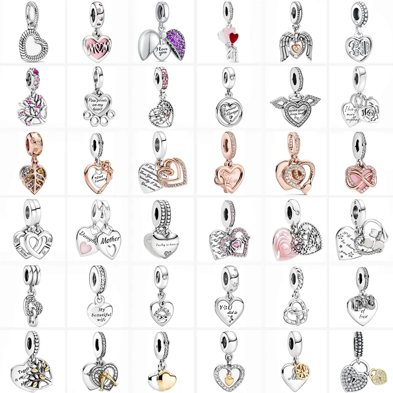 

2024 New Heart Style Pendant Infinite Flowers Mom Love Beads Fit Original Pandora Charms Bracelet Women 925 Silver Jewelry Gift