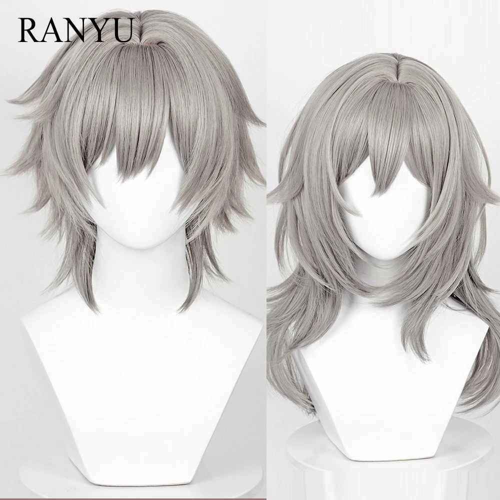 Game Honkai: Star Rail Trailblazer Caelus Stelle Cosplay Wigs with Bangs Synthetic Long Short Straight Gray Hair Wig for Party