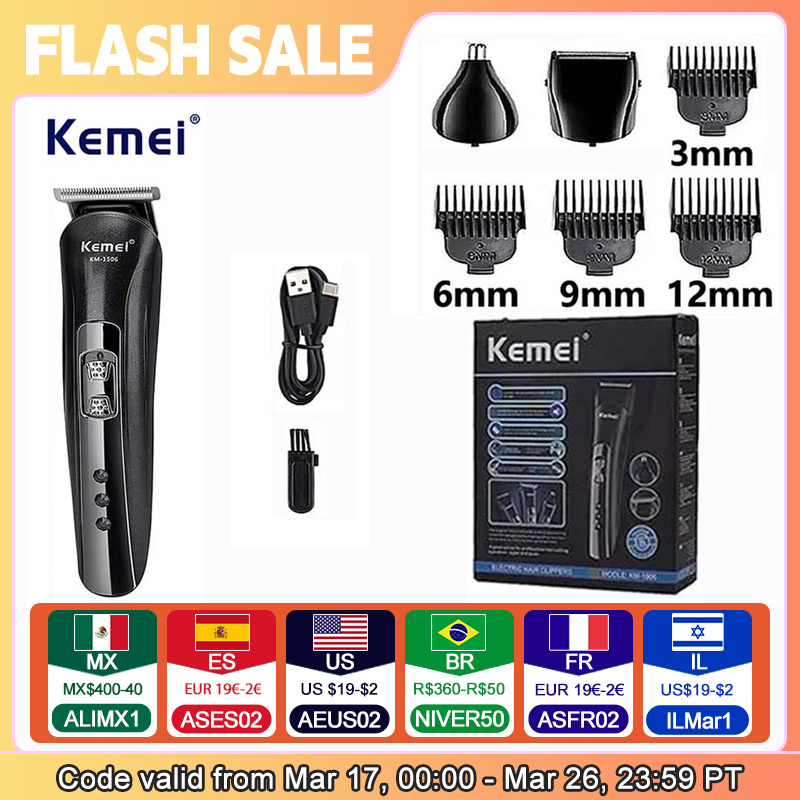 Kemei KM-1506 3 in 1 Electric Shaver USB Charging Hair trimmer Electric Rechargeable Nose Professional Shaving Machine