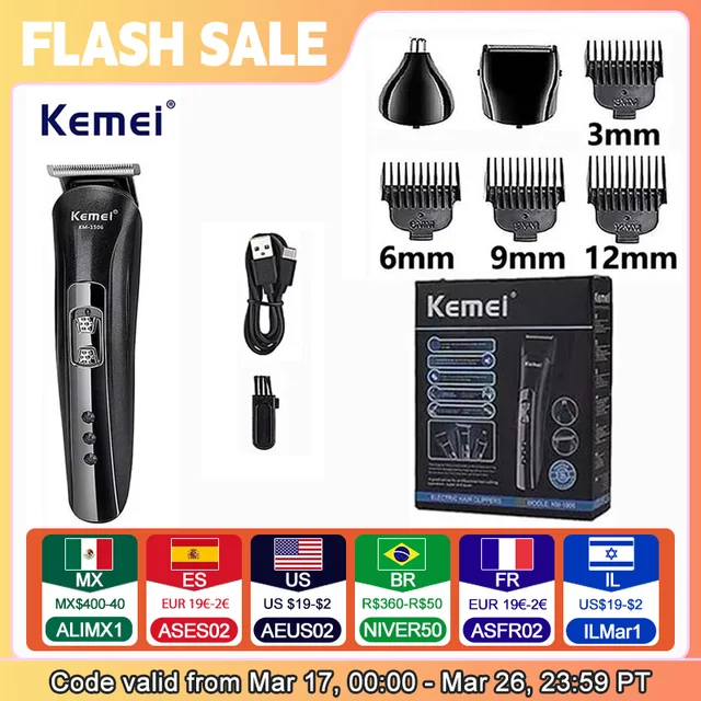 Kemei KM-1506 3 in 1 Electric Shaver USB Charging Hair trimmer Electric Rechargeable Nose Professional Shaving Machine 1