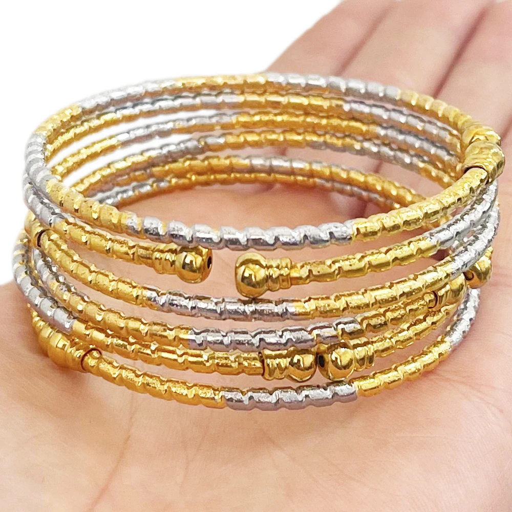 

Middle East Luxury Exquisite Two-Color Bracelet Dubai India Bamboo Bracelet Luxury Wedding Fashion Jewelry Gift