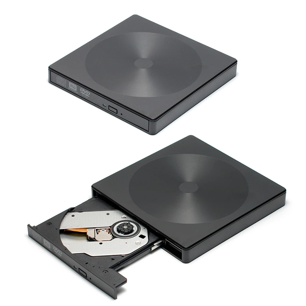 CD DVD Drive Plastic Enclosure Case USB3.0 Type-C Player Dual Ports Plug and Play for Windows/Mac OS/Linux