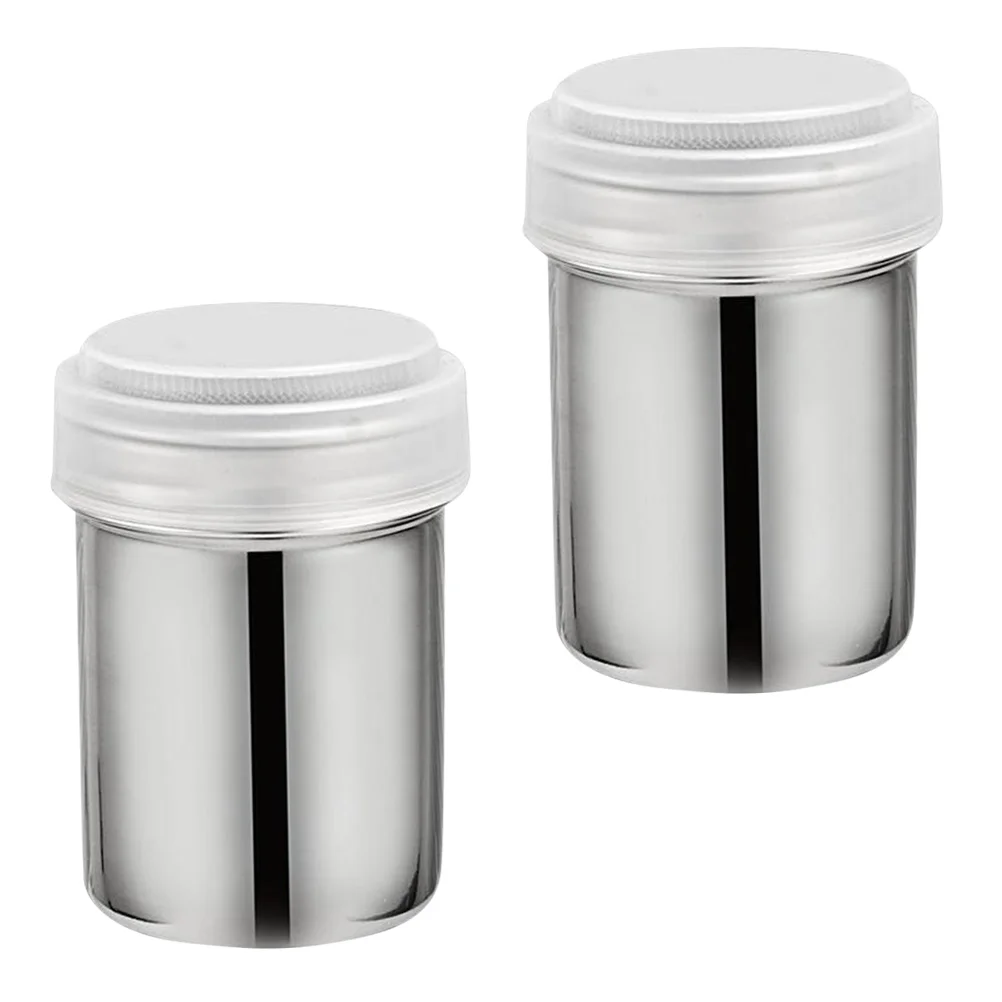 

2pcs Powder Shaker Stainless Steel Dredge Shaker Salt Sugar Shakers