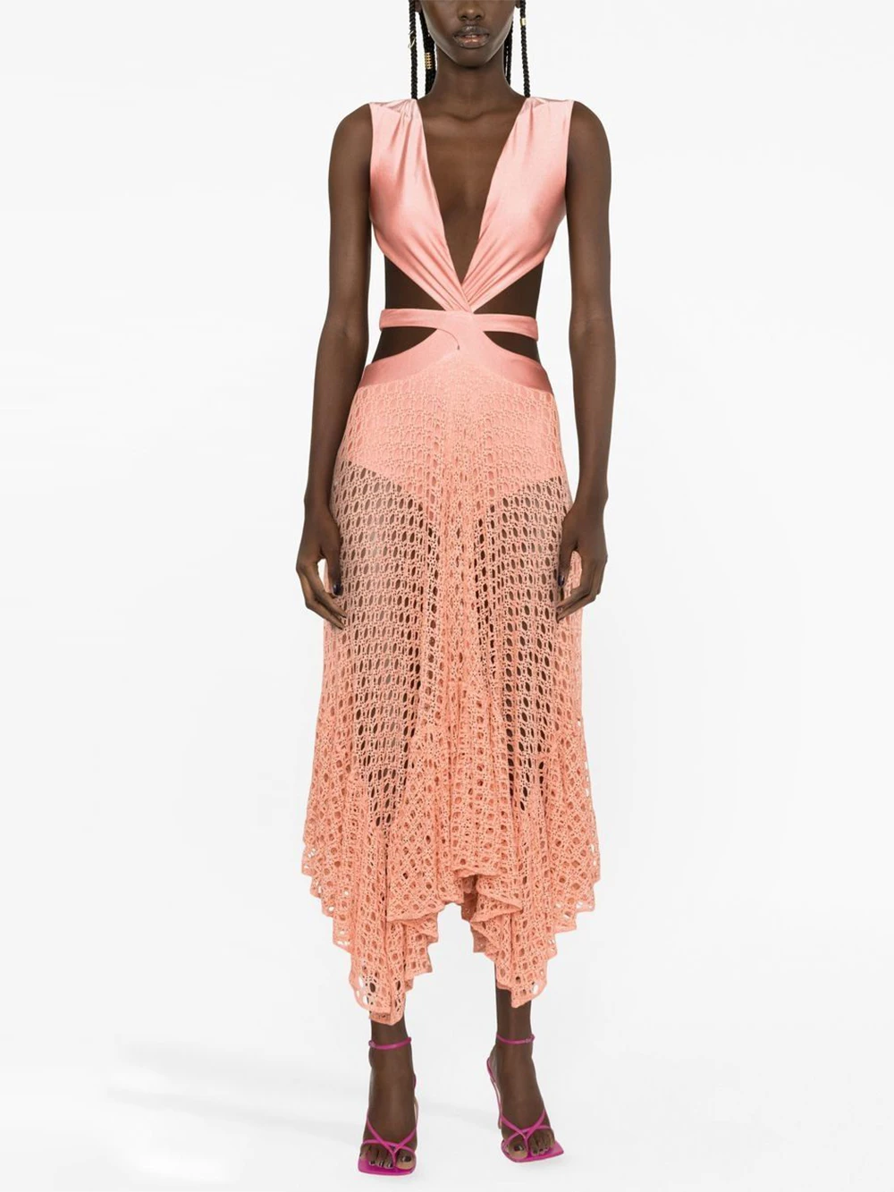 Deep V Neck Beach Outfits Irregular Mesh skirt For Women Luxury Open Back Swimwear Two Piece Swimsuit Set Sexy / New Kimono
