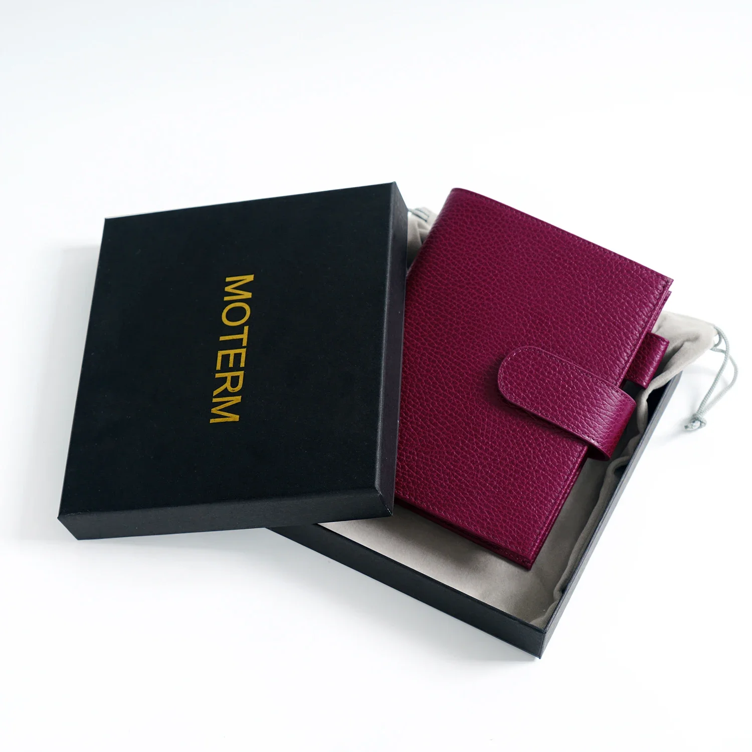 Moterm Firm Pebbled Grain Leather Beetroot Color Genuine Cowhide Planner Rings Notebook Cover Diary Agenda Organizer Journey 6