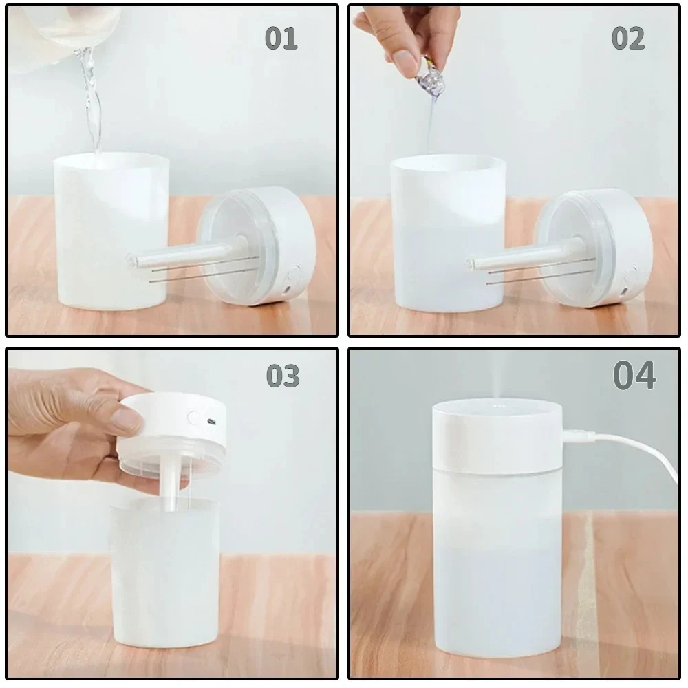 Mini Air Humidifier and Aromatherapy Diffuser Ultrasonic Essential Oil Atomizer with USB LED Lamp for Home Car or Office house 5