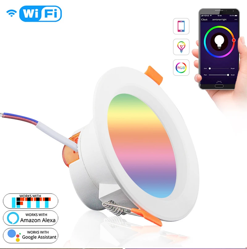 

WiFi Tuya Smart Downlight RGBCW Full Color Dimming Alexa Voice Manufacturers Direct Supply of 10W Downlight