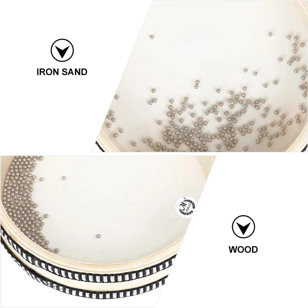 6 Inch Transparent Wooden Rim Hand Drum Portable Double Sided PVC Kids Musical Instrument Sea Wave Sound Effect Shaking Toy