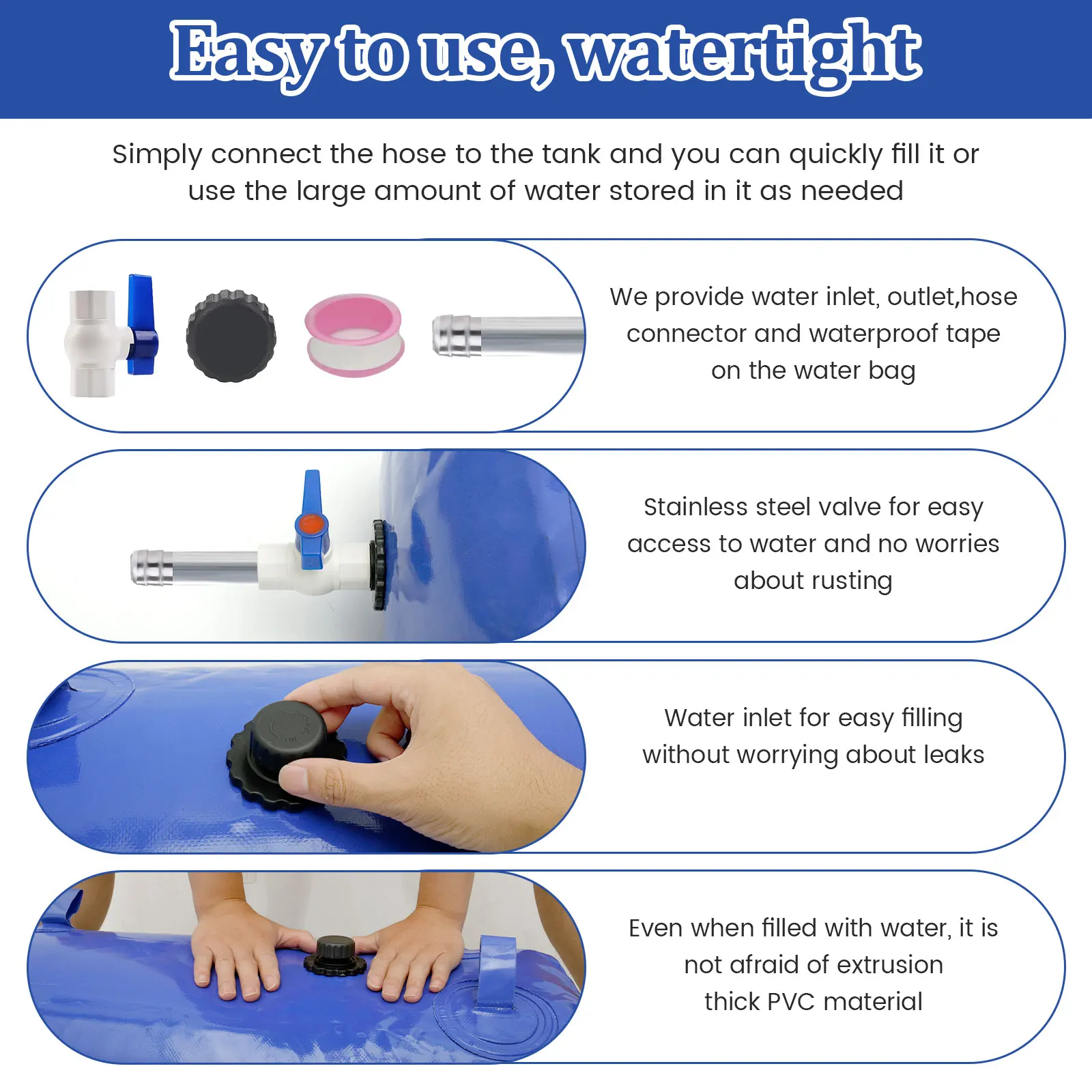 110/240L Water Storage Bladder PVC Large Capacity Water Storage Container Foldable Portable Water Bladder for Outdoor Garden