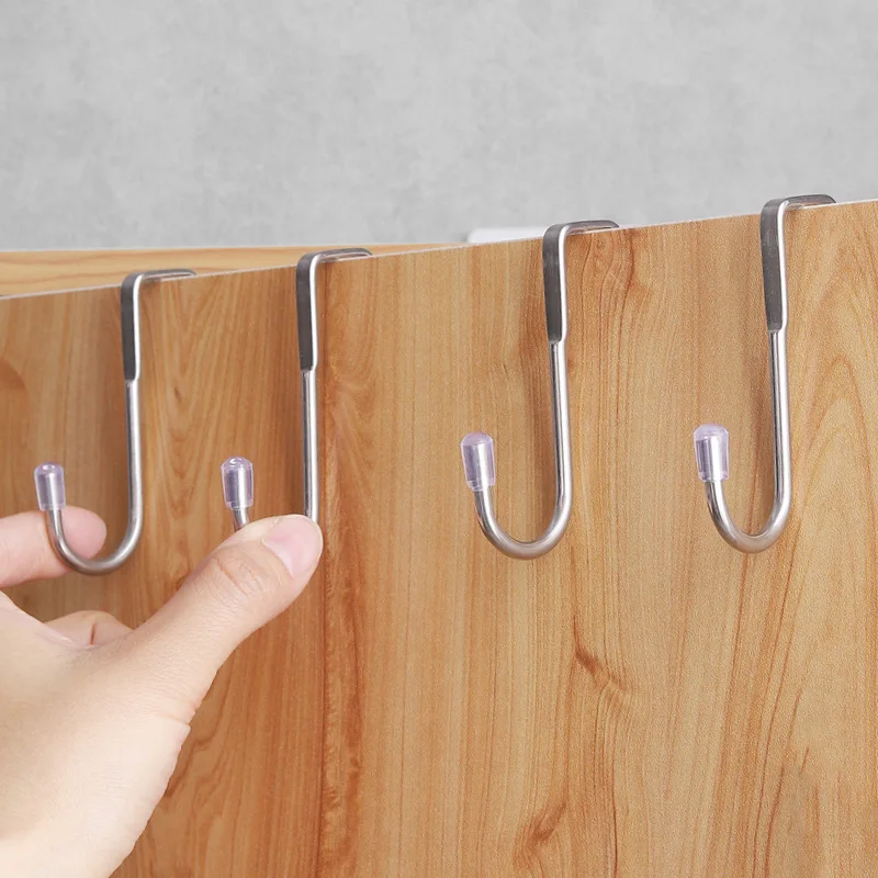 No Punching Behind Cabinet Door Traceless Kitchen Stainless Steel S-shaped Double Hook