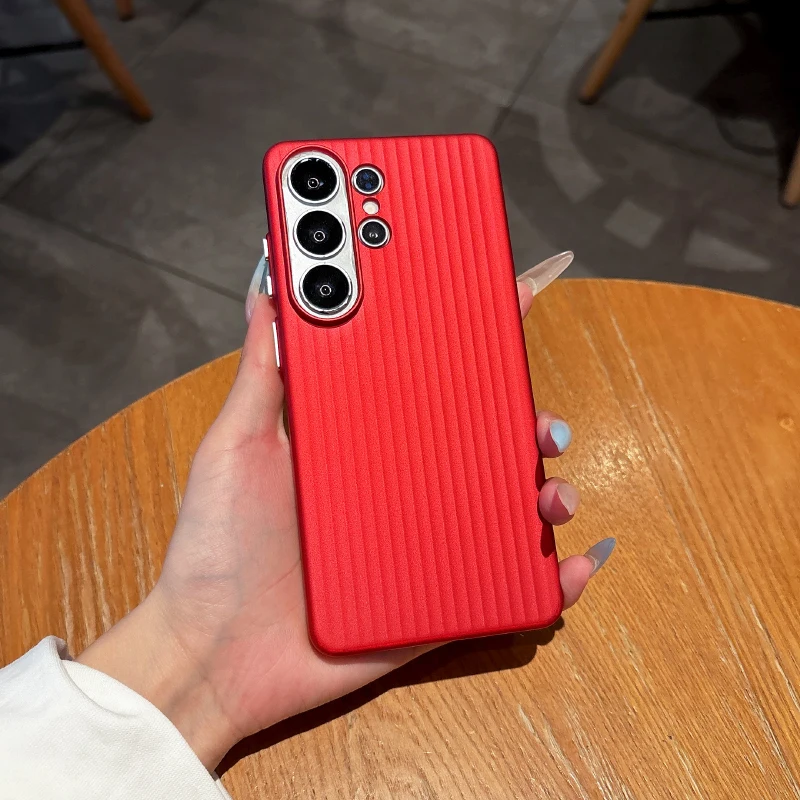 Solid Color Matte Metal Paint Shockproof Phone Case with Corrugated Design