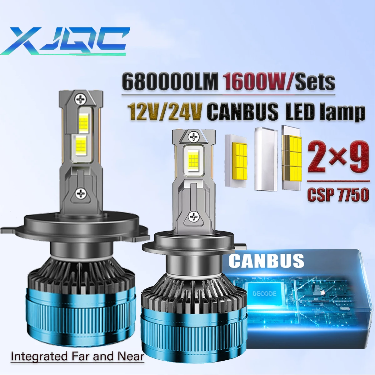 

XJQC 1600W 680000LM 6000K HB3 HB4 9005 9006 H1 H7 H4 H11 9012 H13 9004 лампочка флуоресцентная 7750 мощная Автомобильная фара