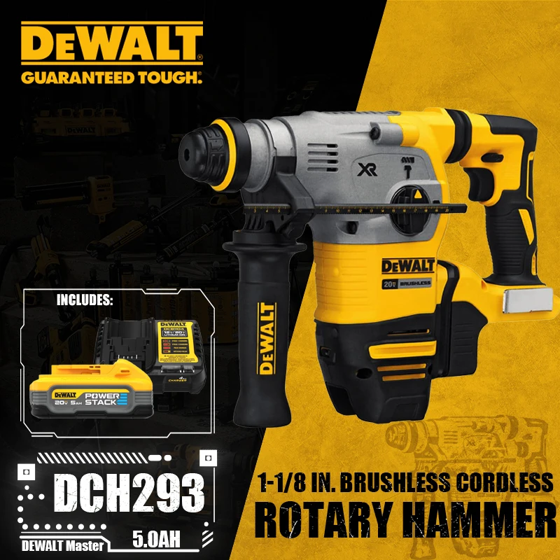 DEWALT DCH293 Kit 1-1/8in Brushless Cordless SDS PLUS L-Shape Rotary Hammer  4480BPM 3.5J 20V Lithium Tools With Battery Charger AliExpress