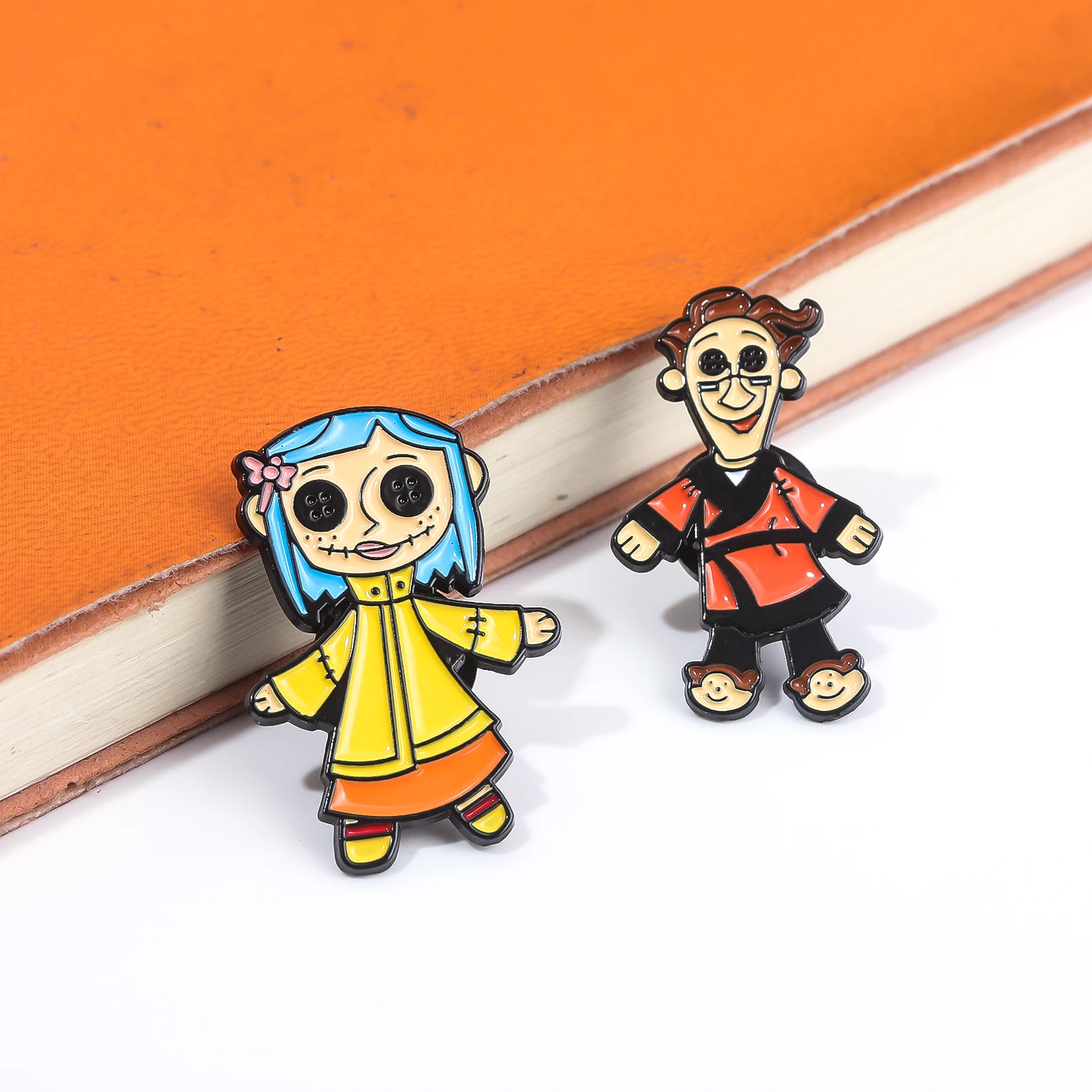 Enamel Pins Movies Horror Animated Films Coraline Doll Enamel Pins Punk Character Cosplay Brooch Backpack Badge Halloween Accessory Gifts