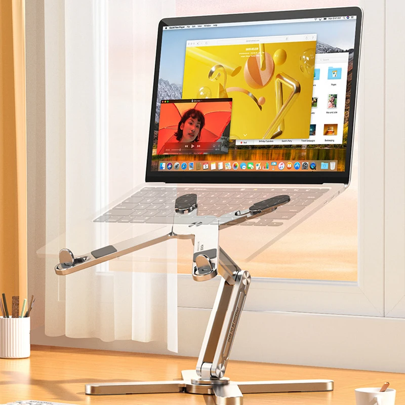 Telescopische Laptopstandaard, 360 Roterende Voet Draaibare Laptophouder Voor Bureau Ater Laptop Riser