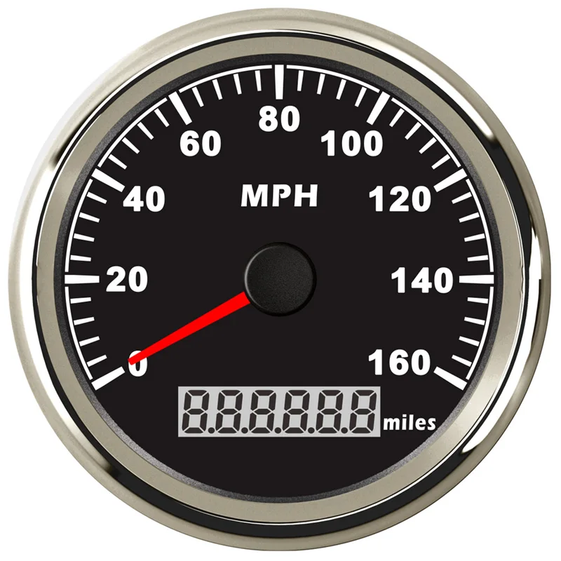Compteur de vitesse GPS automatique avec rétroéclairage rouge pour voiture, bateau, camion, yacht et camping-car, reviede leomètres ATA, cadran blanc, 85mm, 0-160MPH