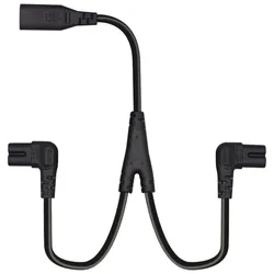 Dual Female Y Splitter Power Cable with Right Angle for TV and Monitor Power Supply (30CM) (C8 to 2C7 Elbow)