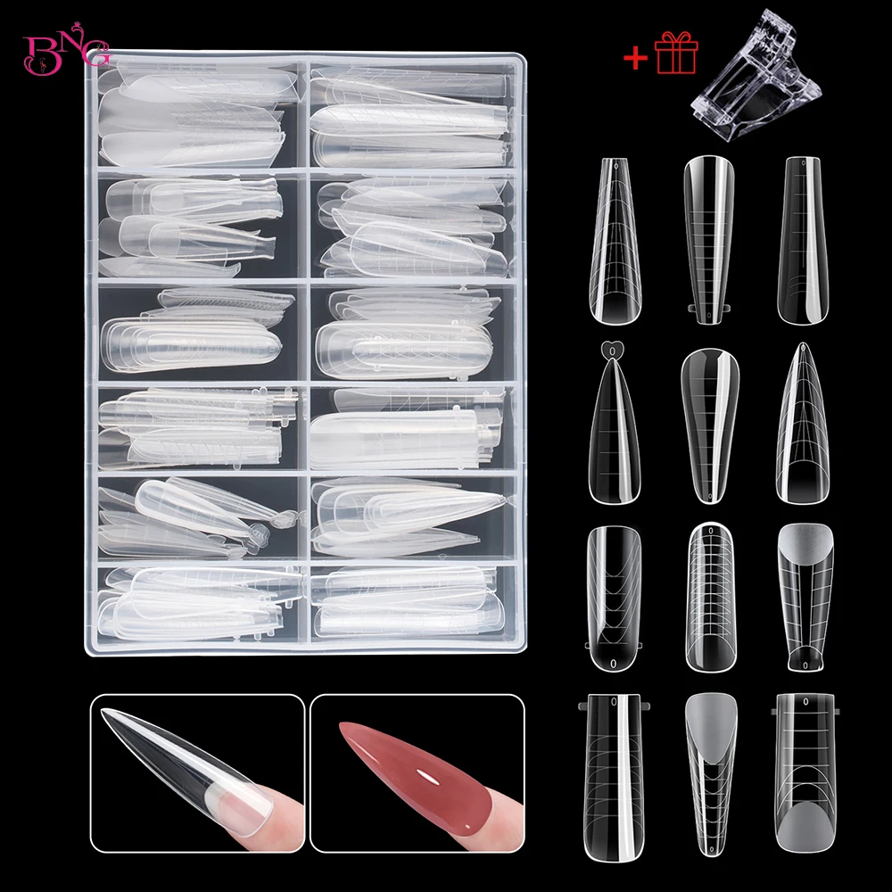 Bng Dual Forms For Poly Nail Gel Nail Extensions Stampi Per Unghie In Acrilico Full Cover Dual System Stampi Manicure False Tips Top Forms
