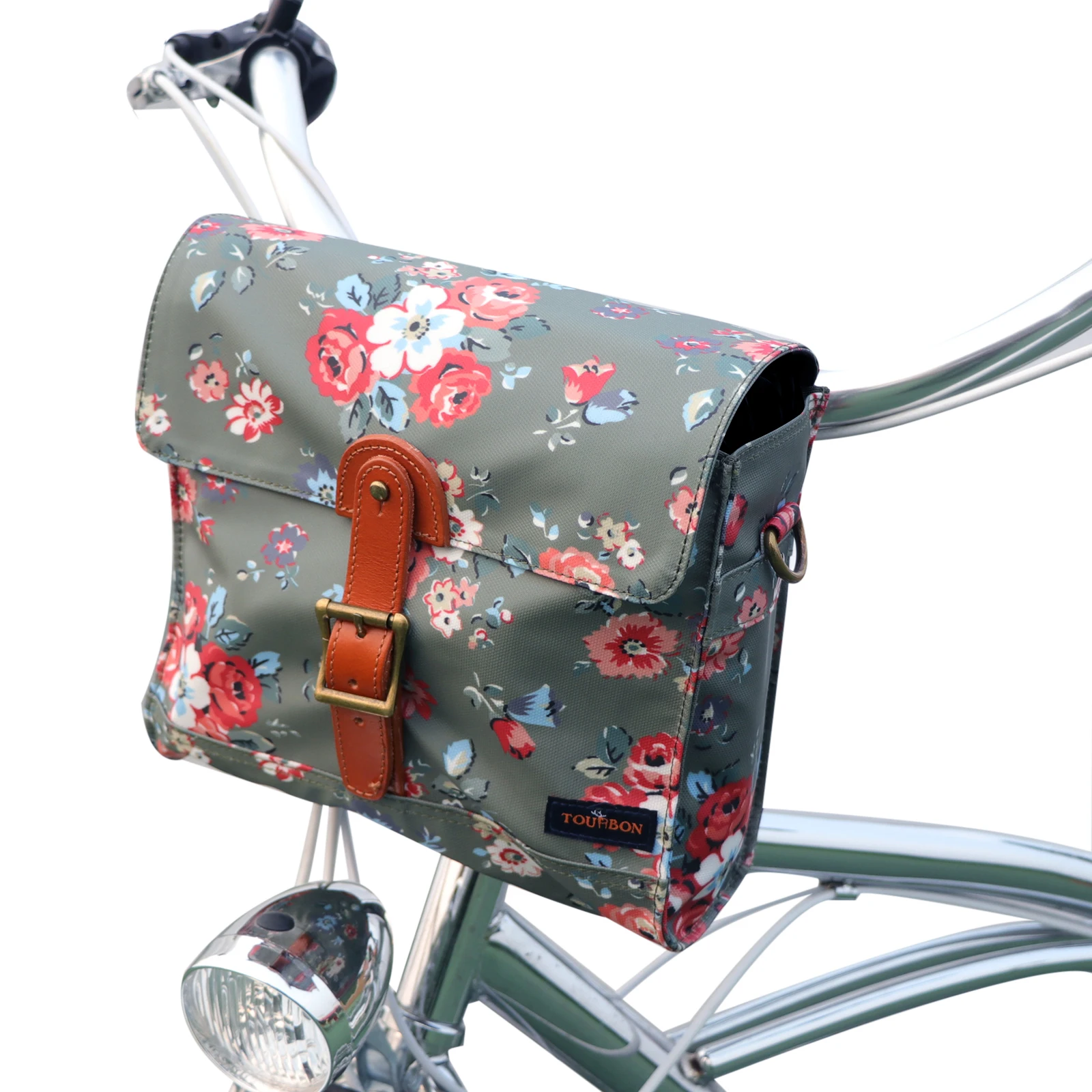 

Tourbon Bicycle Handlebar Bag Pack Front Tube Basket Bike Pannier Messenger Bag Outdoor Accessories Waxed Waterproof Canvas