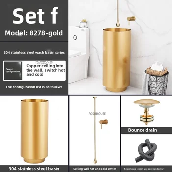 304 สแตนเลสสตีลรอบคอลัมน์อ่างล้างหน้าแบบบูรณาการชั้นยืนสวนกลางแจ้งอ่างล้างหน้า Luxury Bar โรงแรมห้องน้ําอ่างล้างจาน w 14