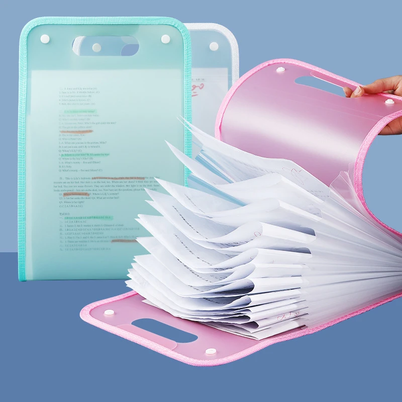 Cartella Portadocumenti Espandibile A4 con 13 Scomparti, Organizzatore in Plastica per Documenti, Borsa Portaoggetti Portatile per Ufficio, Scuola e Studenti - immagine 5