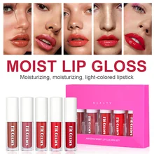 

5 Colors Lip Gloss Set Liquid Lipstick Moisturizing Lip Tint Waterproof Non-Stick Lipgloss Makeup Red Lip Kit