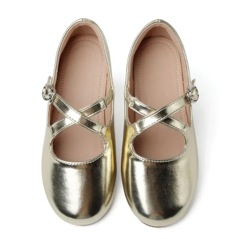Girls Ballet Shoes Solid Color Children's Leather Shoes Fashion Causal Versatile Kids Princess Party Wedding Flat Shoes Non-slip 6
