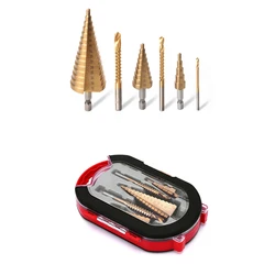 Jeu de forets étagés 6 pièces, antidérapants, haute vitesse, ouvre trous de scie en acier, ébavurage, outils d'établi multifonctionnels pour le travail du bois 
