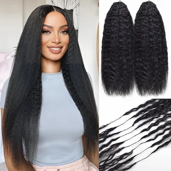 Miracle Knots: Capelli Umani Vergini Pre-Separati Senza Nodi per Crochet, 3a Generazione, Bulk Light Yaki Lisci e Kinky Lisci per Intrecciare