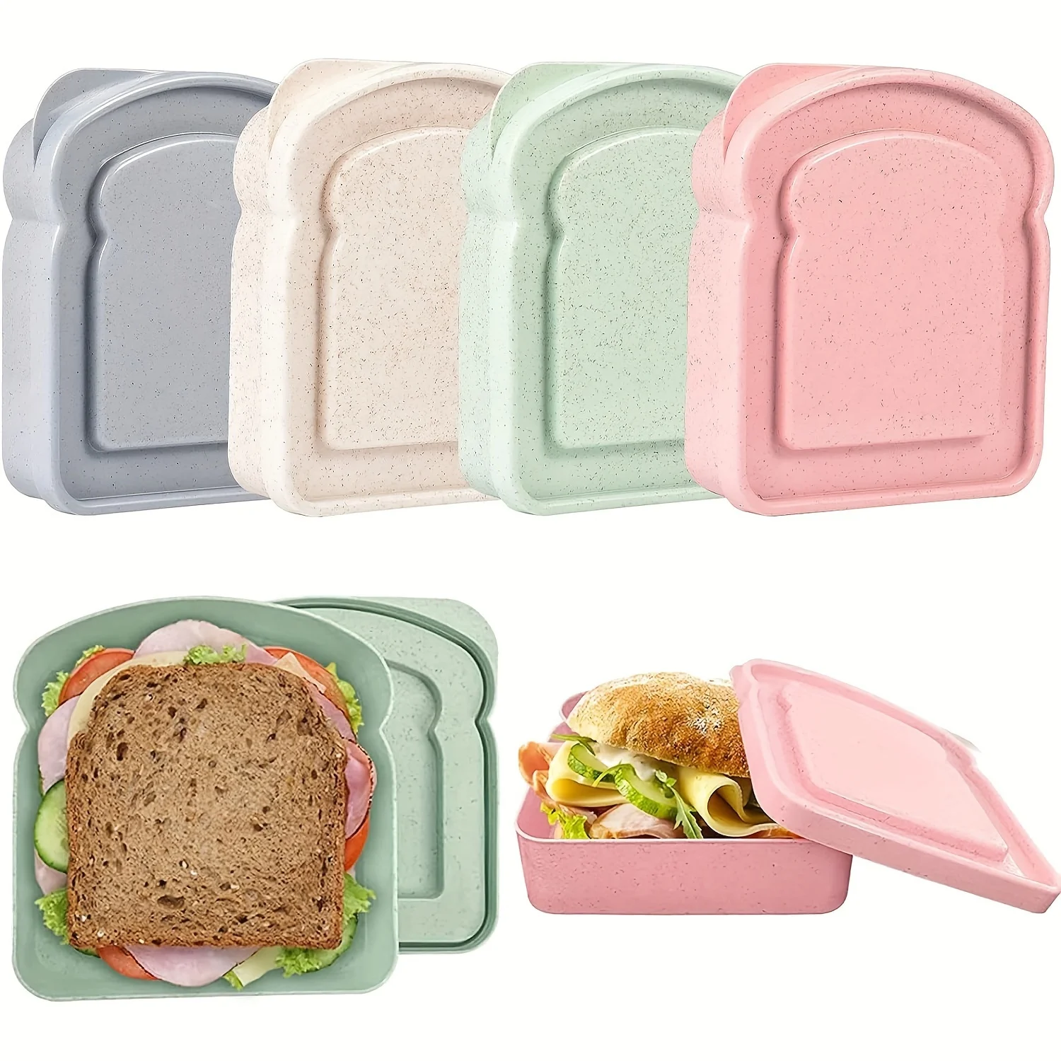 Reusable Bento Sandwich Box Set BPA-Free with Lid Microwave Safe Stackable Container for School Outdoor Picnic Kitchen Organizer Reusable Bento Sandwich Box Set BPA-Free with Lid Microwave Safe Stackable Container for School Outdoor Picnic Kitchen Organizer