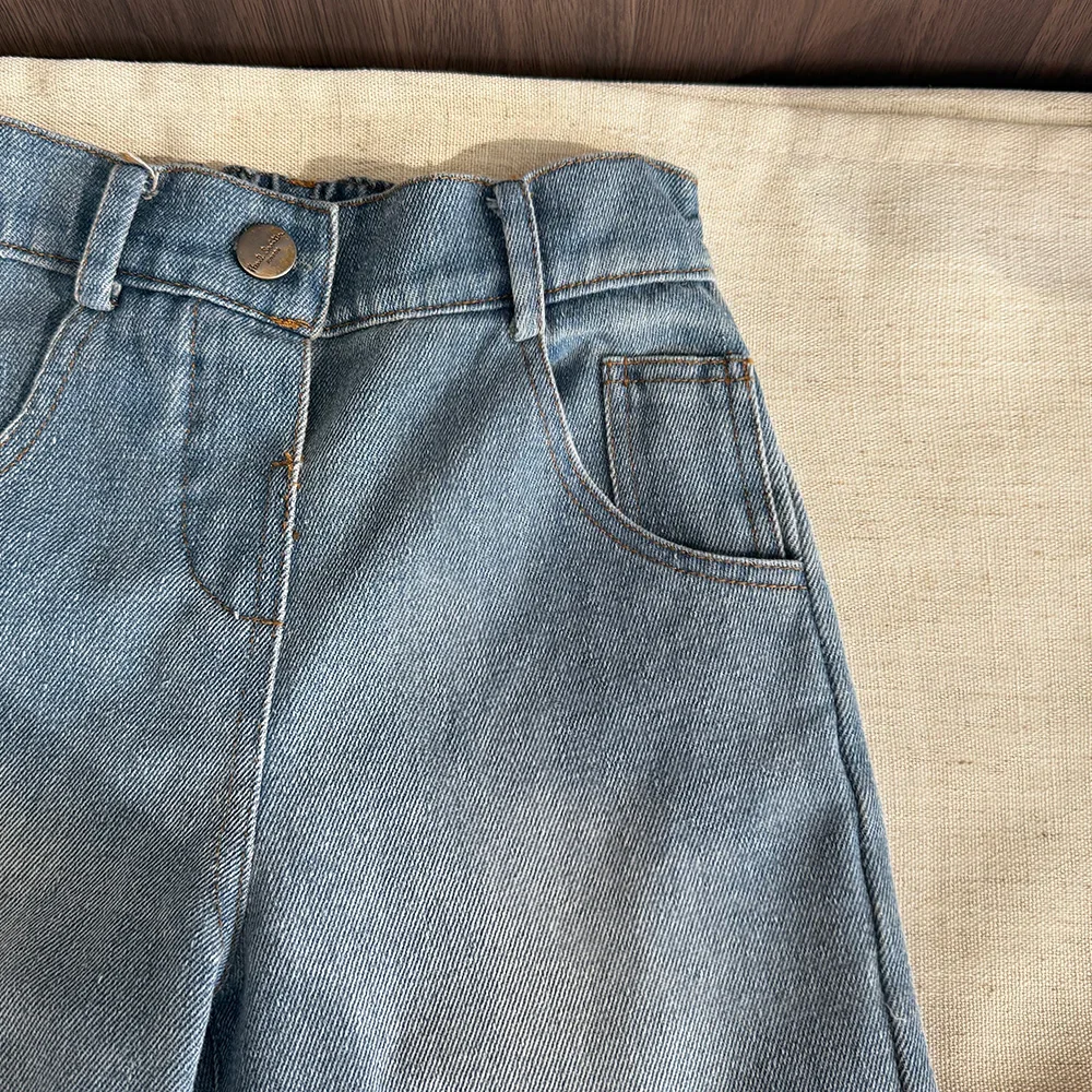 الربيع والخريف جديد الفتيات مستقيم الساق الجينز النسخة الكورية الموضة الأساسية تنوعا 3-7 سنة ملابس كاجوال للأطفال