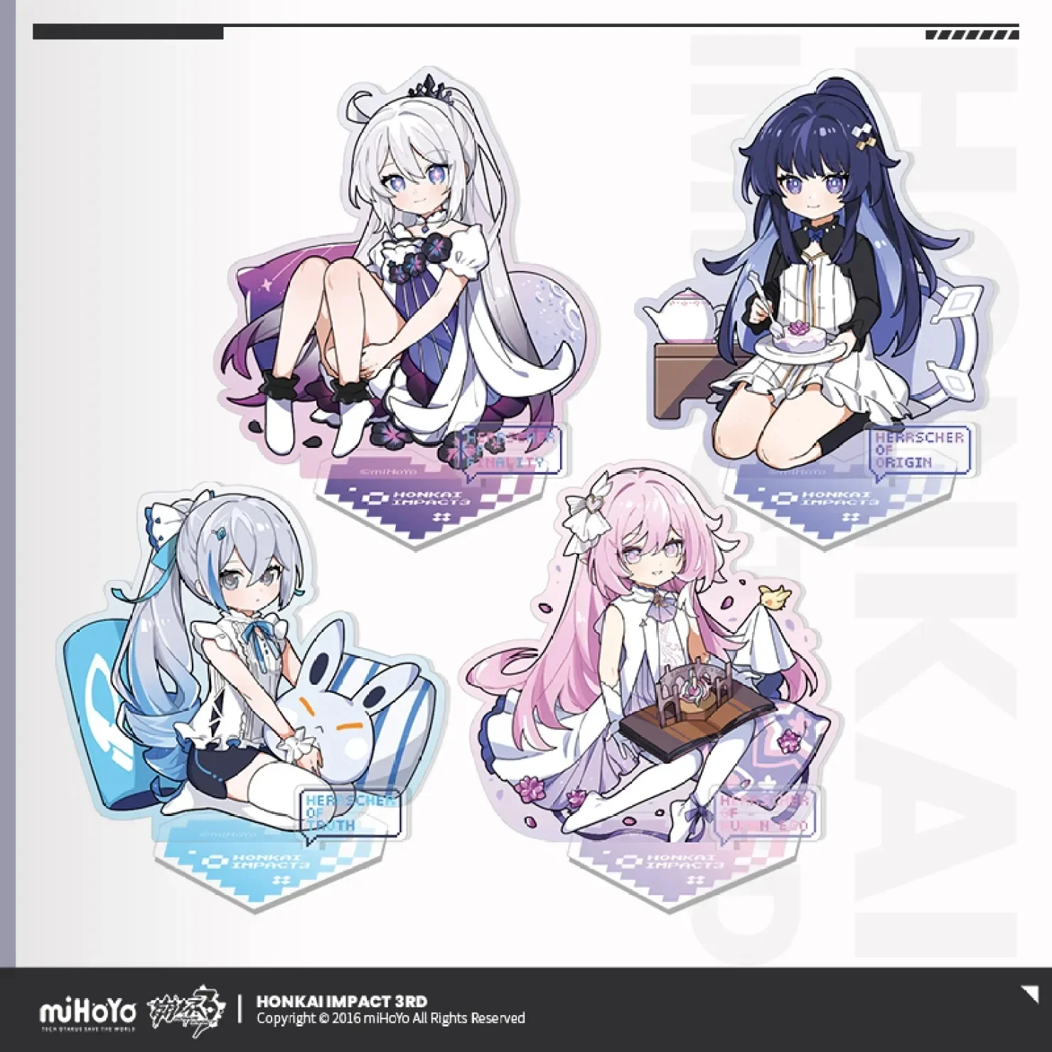 

Game Honkai Impact 3 Cosply Elysia EGO Herrscher Stand Anime Acrylic Figure Kiana Finality Bronya Raiden Mei Statue Xmas Gift