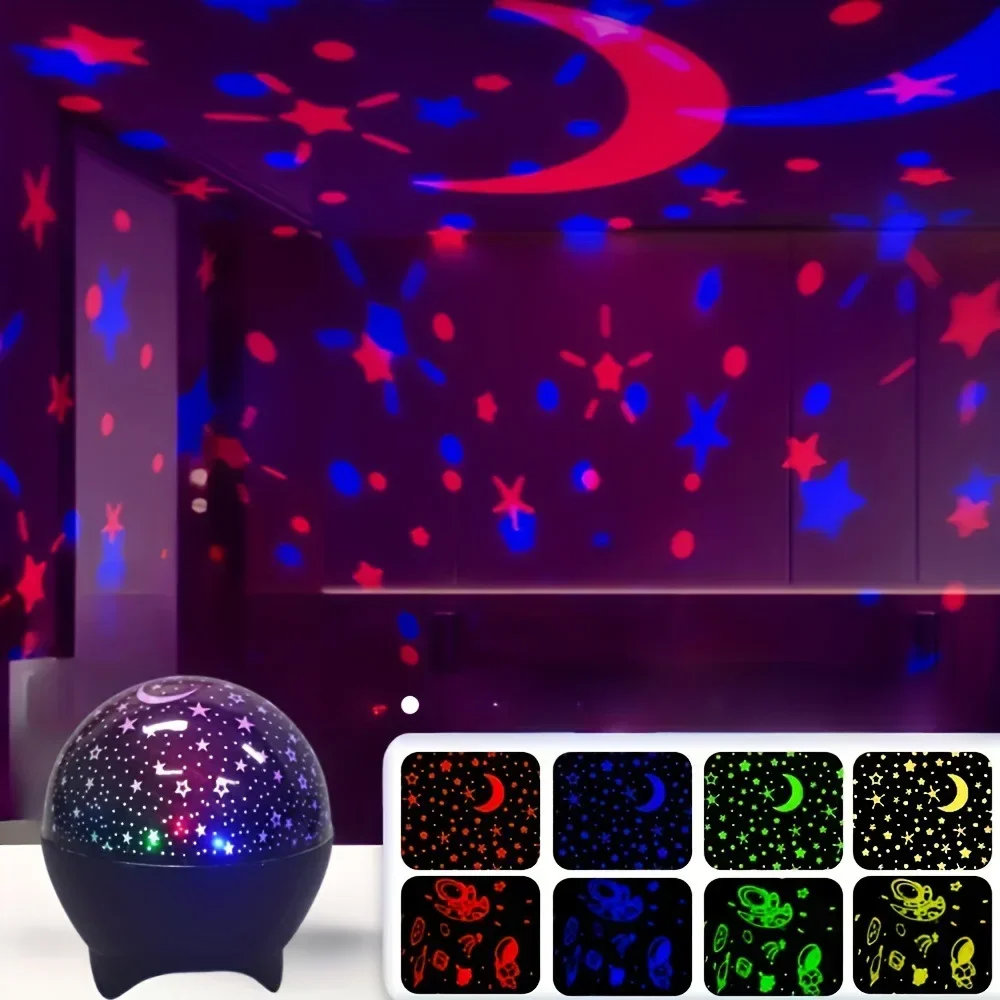 LED Projector Light Starry Moon Galaxy RGB Projection Lamp 5V USB Night Lights for Kids Present Christmas Gift Room Decorations