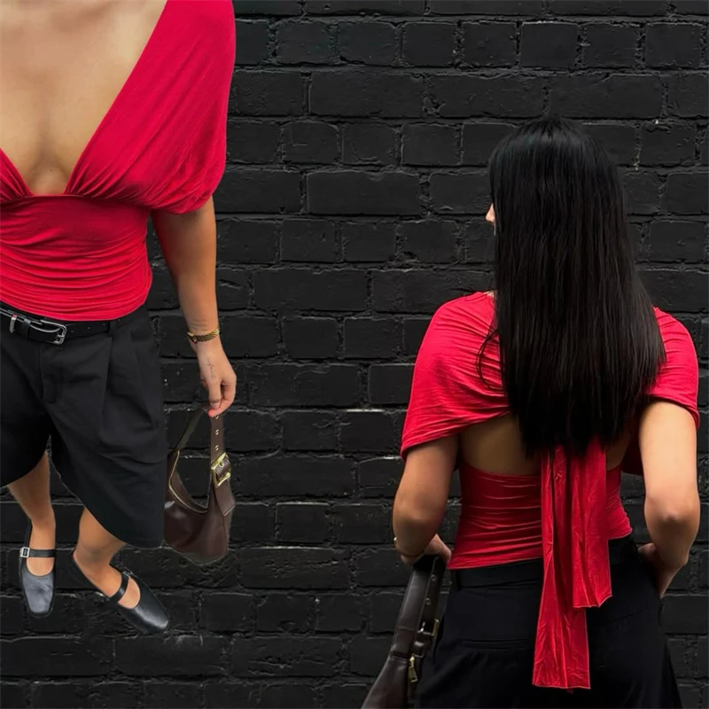 Sexy V Neck Tanks Women Backless Lace Up R