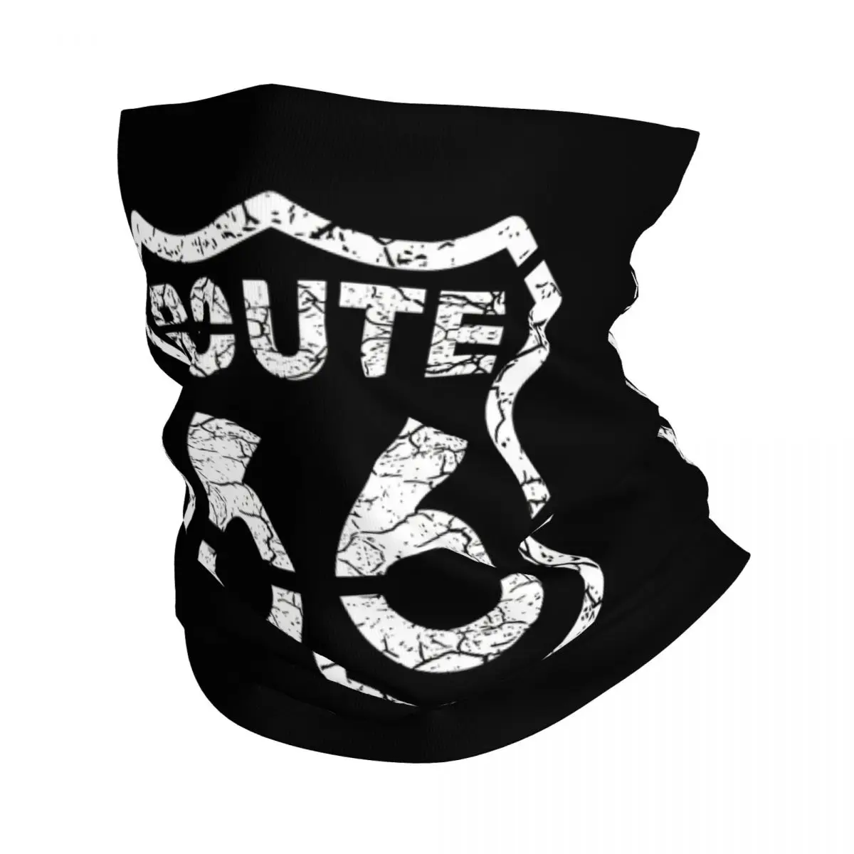 

Black Bandana Neck Cover Motorcycle Club Route 66 Face Mask Running Unisex Adult Washable
