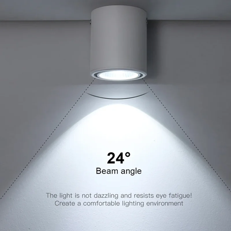 Surface mounted LED downlight Dimmable rotating COB ceiling light 7W9W12W15W18W20W24W Adjustable spot light AC85-260V