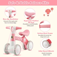 DORTALA Cute Baby Balance Bike 4 Wheels Childrens Bicycle Toddlers Riding Toy w/No Pedal Green/Pink/Yellow 3