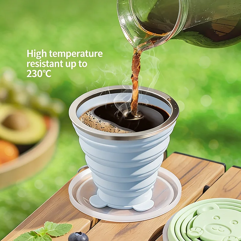 Portable Foldable Silicone Cup For Travel & Business Trips - Mouthwash, Water Bottle With Bear Design_voghion.com