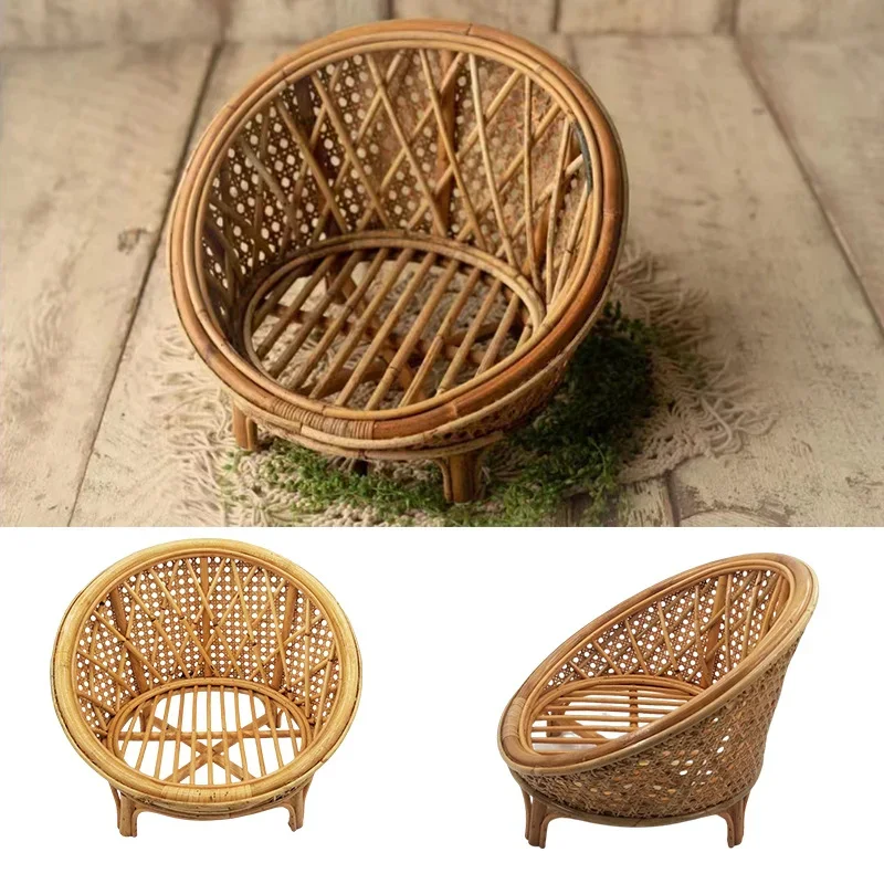 1pc Vietnam-Sourced Rattan Bench Newborn Growth Record Props Practical Posing Studio Shoot Photography Furniture for Baby