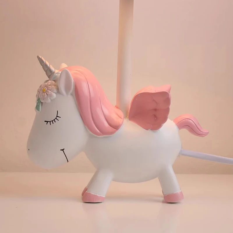 Cute Children's Room Table Lamps Pink Blue Unicorn Lamp LED Modern Warm Princess Room Baby Room Girl Bedroom Bedside Table Light 6