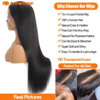 Straight Lace Front Wigs Human Hair 13x4 13x6 HD Lace Frontal Wigs Human Hair 200% Real 34" Straight Human Hair Wigs Pre plucked 2