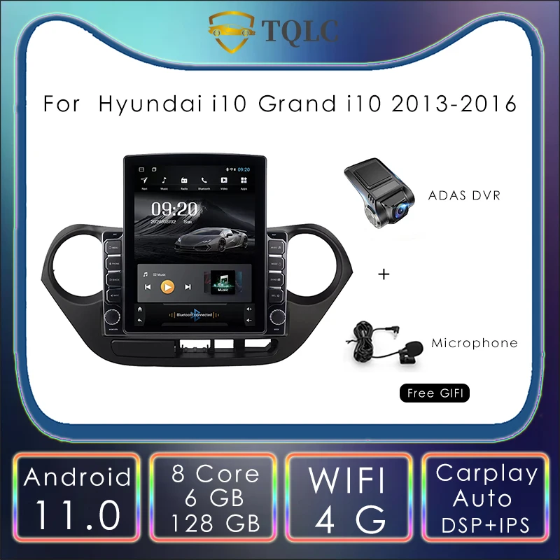 Автомобильный радиоприемник на Android в стиле Тесла вертикальный для Hyundai i10 Grand