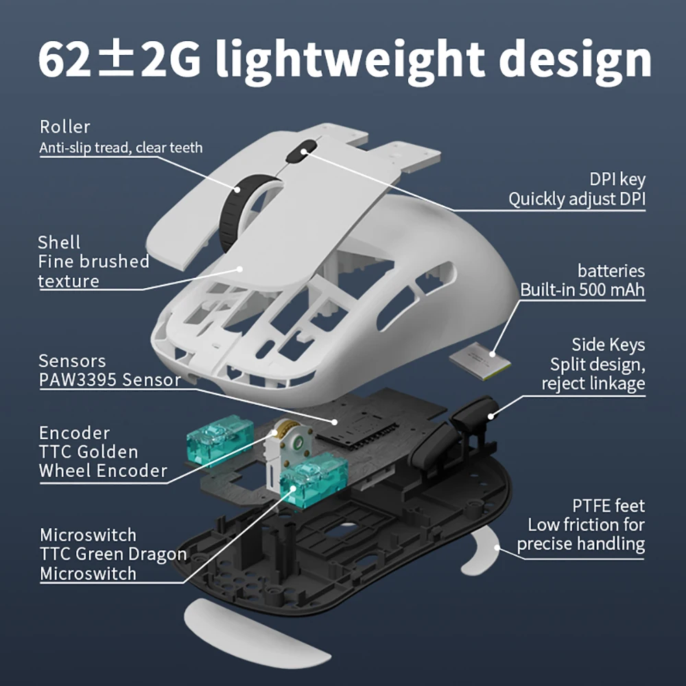 Motospeed X5 Gaming Mouse Magnetic Charging Base PAW3395 Double 8K Wireless Wire Connection Macro Gamer Mouse DPI 26000 Adjustab