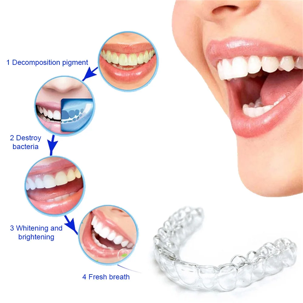 2/4pcs Silicone Orthodontic Braces Dental Teeth Whiten Braces Bleaching Molding Trays Custom Moldable Thermoform Teeth Corrector