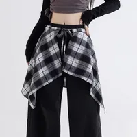 Jupe mi-longue rétro américaine à carreaux pour femme, avec couche intérieure intégrée, jupe courte tendance, style streetwear, décoration pantalon 6